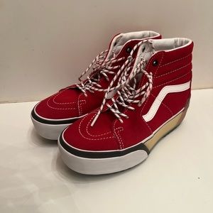 Vans Red High-top Platform Suede Shoes